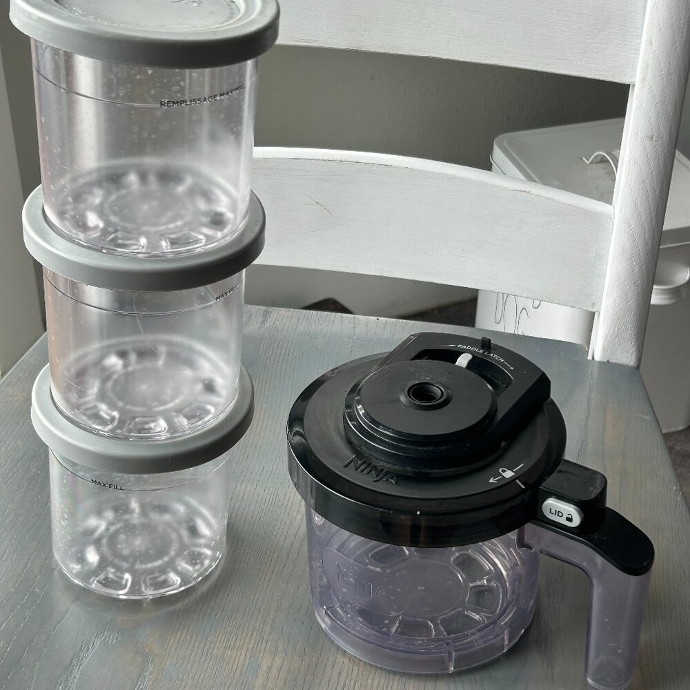 Ninja Ice Cream Maker Outer Bowl Lid & 3 pint containers NC300
